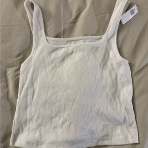 Old Navy White Ribbed Tank Top